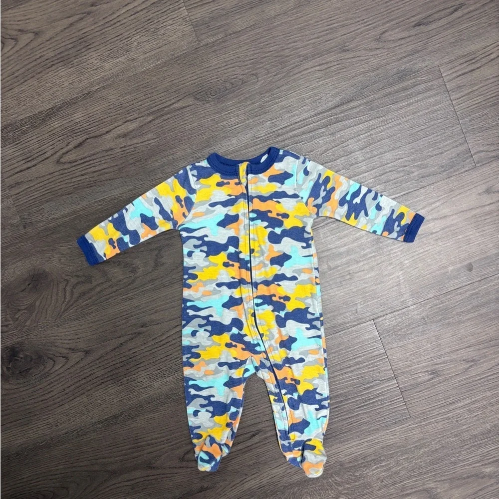 Set of three: (LtoR) 0-3mo Emporio Baby, 3mo Carhartt & 3mo Member’s Mark Onsies
